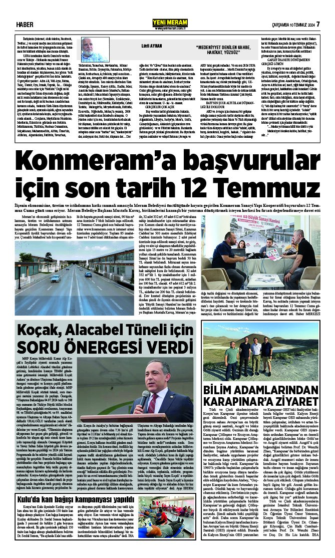 10 Temmuz 2024 Yeni Meram Gazetesi
