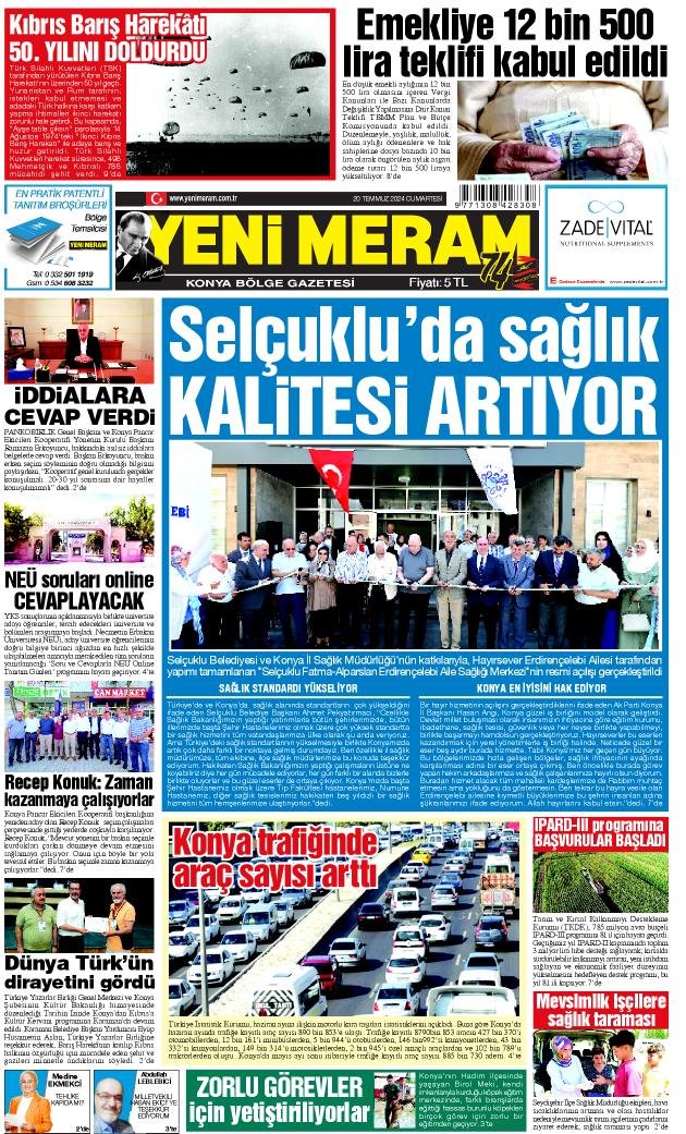 20Temmuz 2024 Yeni Meram Gazetesi