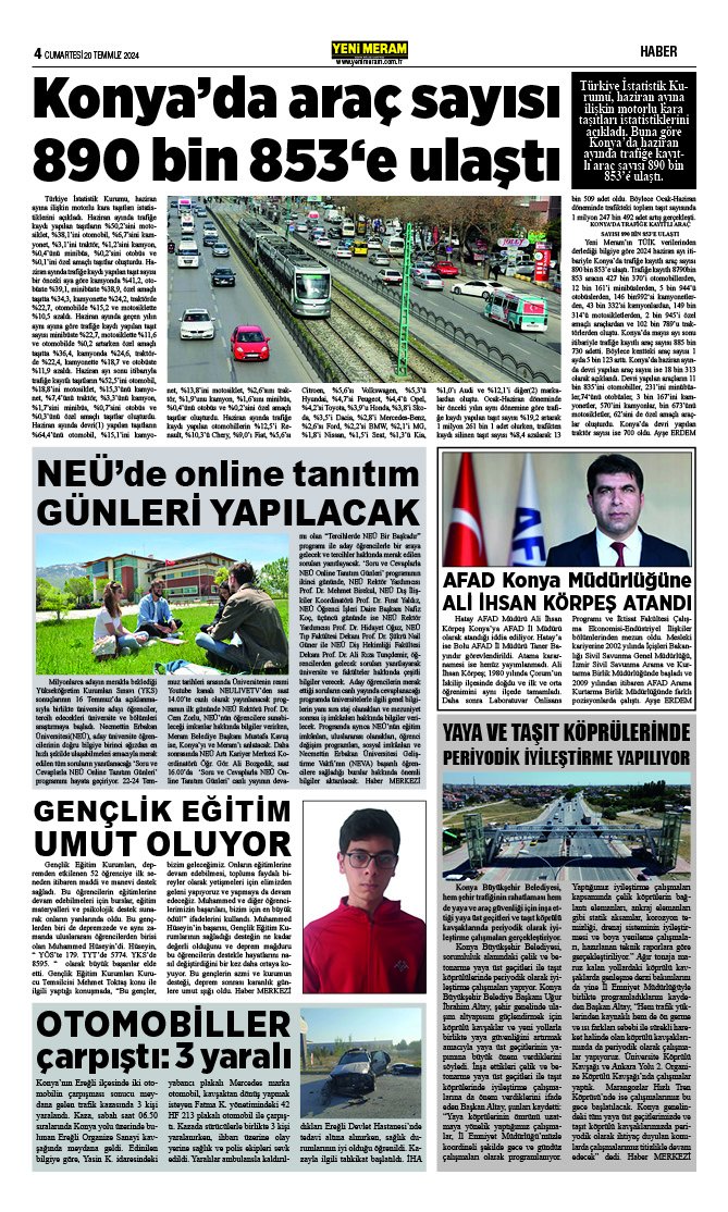 20Temmuz 2024 Yeni Meram Gazetesi