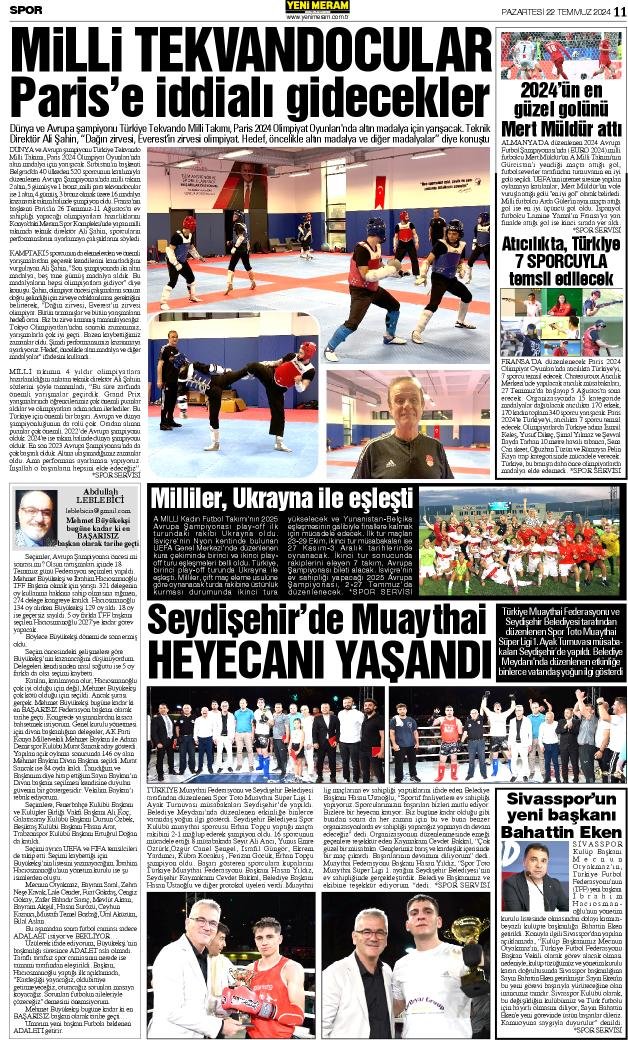 22 Temmuz 2024 Yeni Meram Gazetesi
