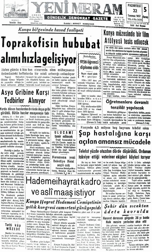 22 Temmuz 2024 Yeni Meram Gazetesi
