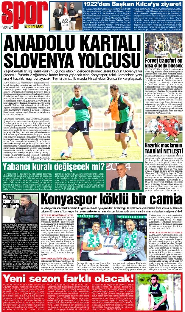 22 Temmuz 2024 Yeni Meram Gazetesi
