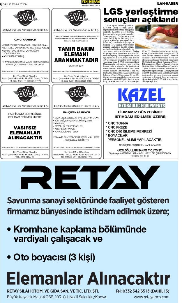 23 Temmuz 2024 Yeni Meram Gazetesi
