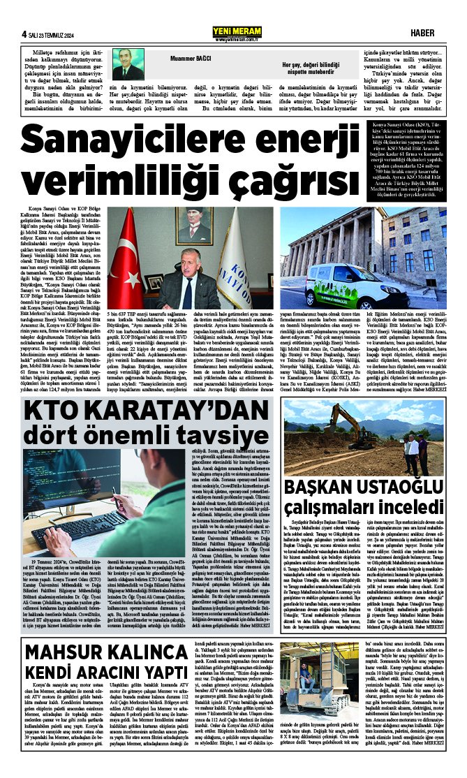 23 Temmuz 2024 Yeni Meram Gazetesi
