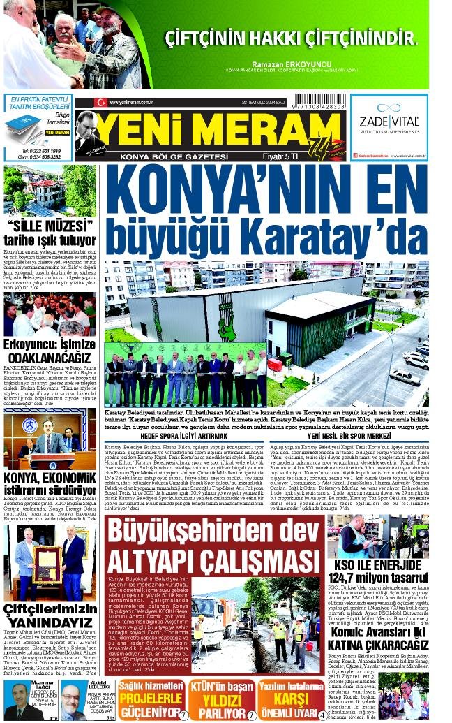 23 Temmuz 2024 Yeni Meram Gazetesi
