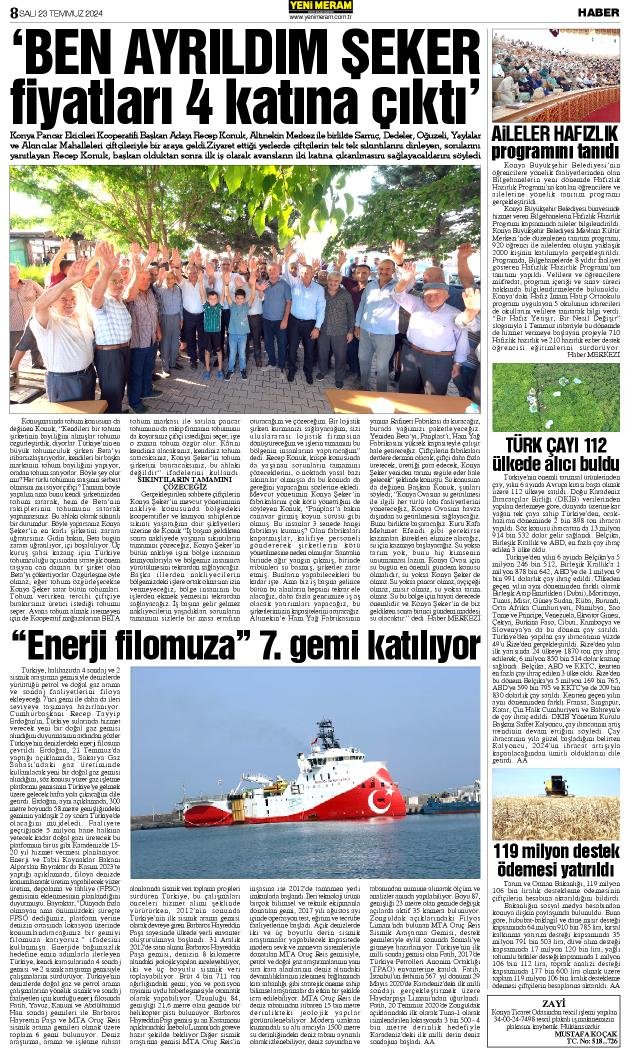 23 Temmuz 2024 Yeni Meram Gazetesi
