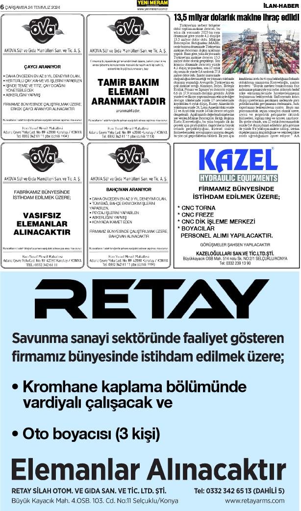 24 Temmuz 2024 Yeni Meram Gazetesi
