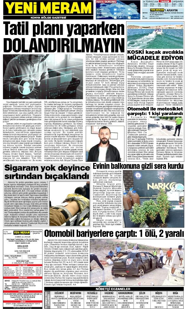 24 Temmuz 2024 Yeni Meram Gazetesi
