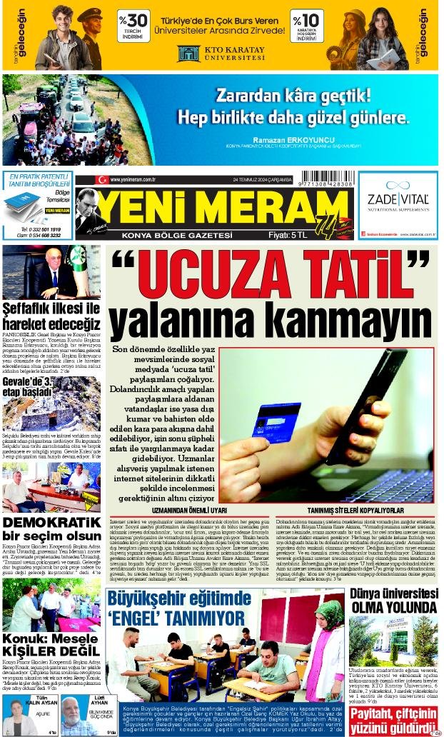 24 Temmuz 2024 Yeni Meram Gazetesi
