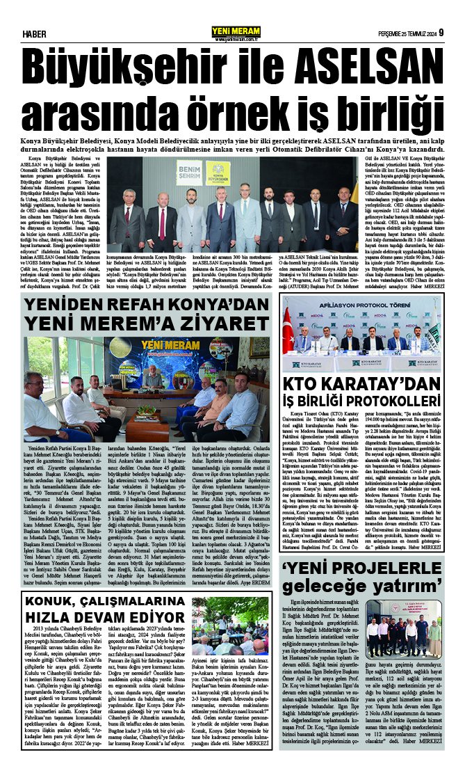 25 Temmuz 2024 Yeni Meram Gazetesi
