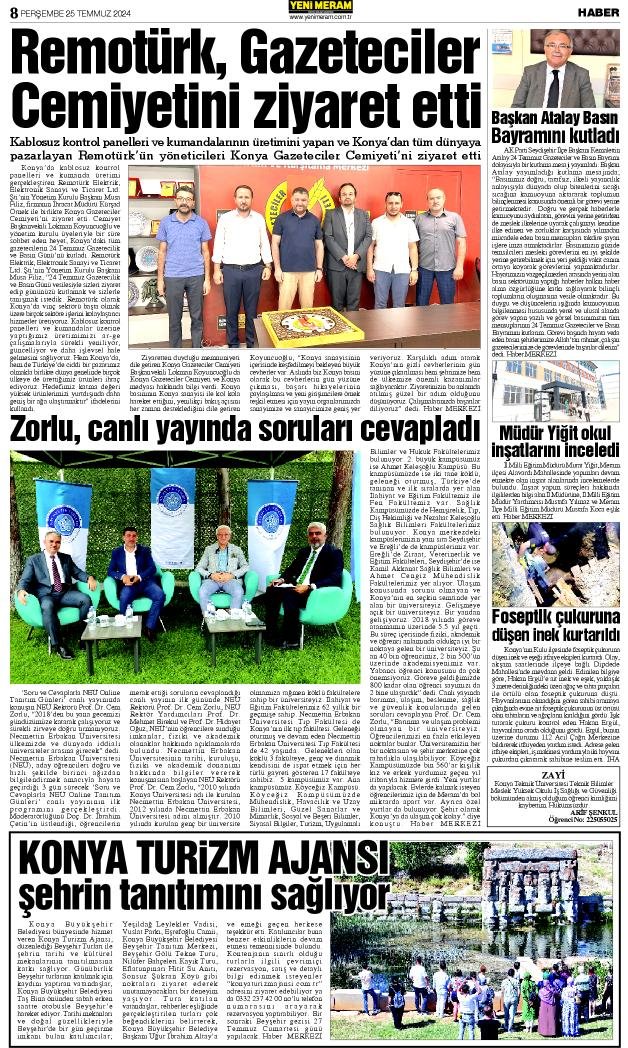 25 Temmuz 2024 Yeni Meram Gazetesi
