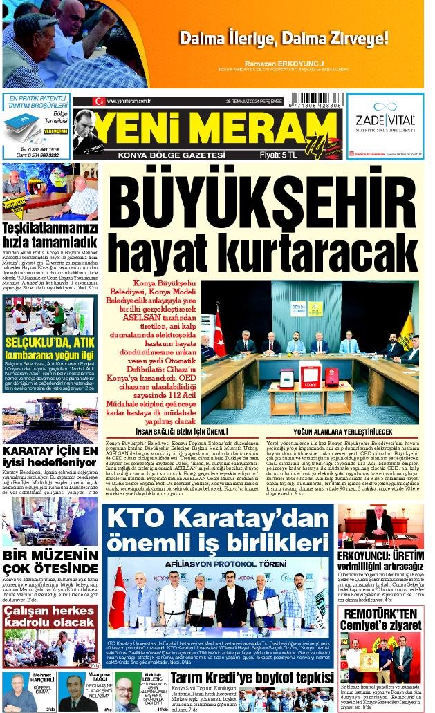 25 Temmuz 2024 Yeni Meram Gazetesi
