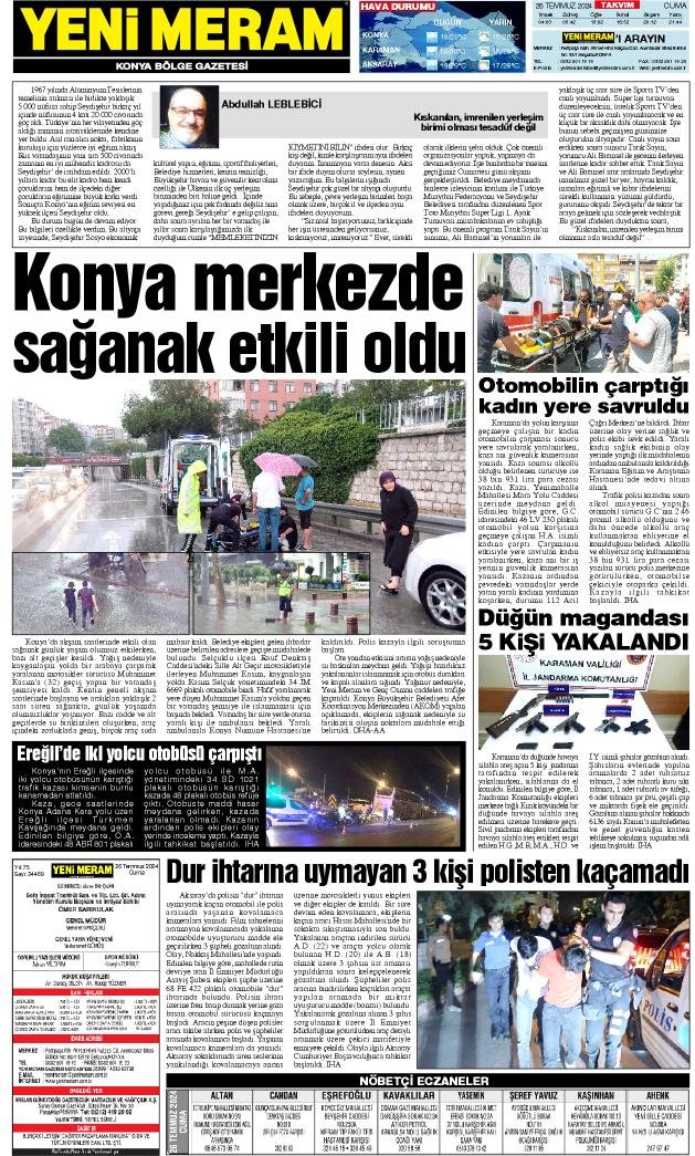 26 Temmuz 2024 Yeni Meram Gazetesi
