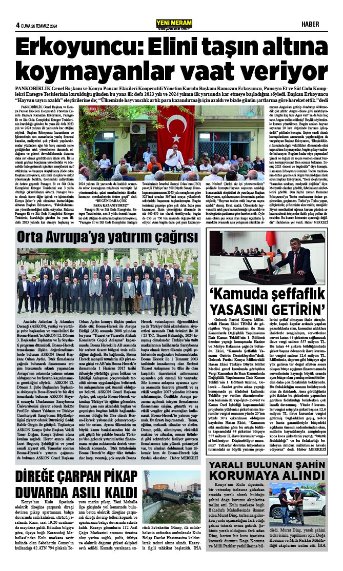 26 Temmuz 2024 Yeni Meram Gazetesi
