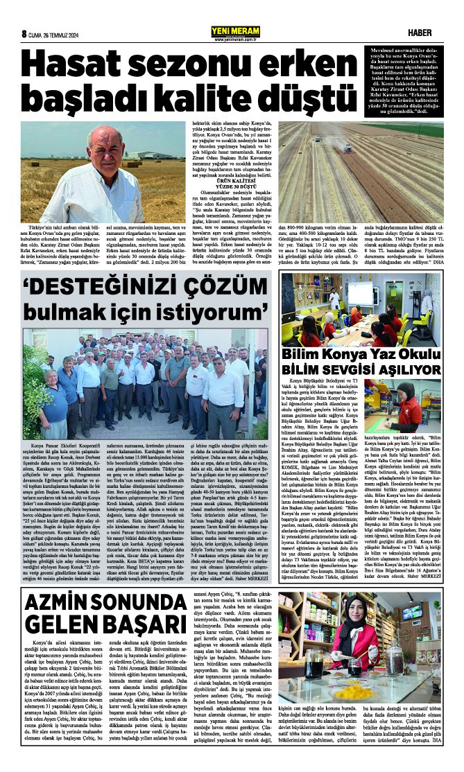 26 Temmuz 2024 Yeni Meram Gazetesi
