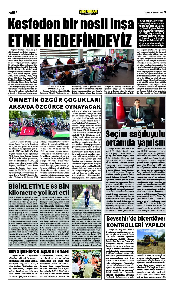 26 Temmuz 2024 Yeni Meram Gazetesi
