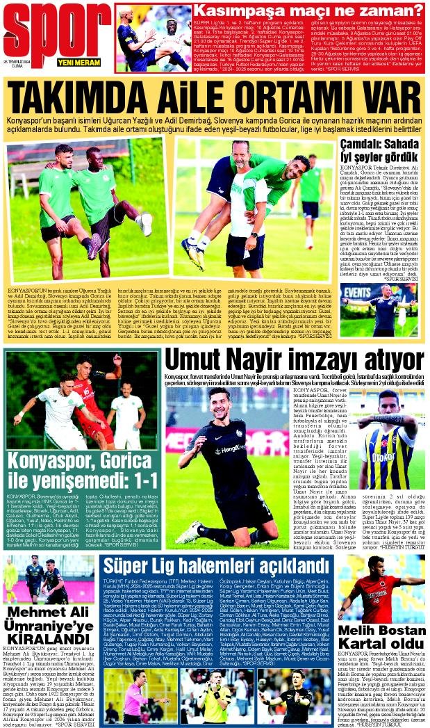 26 Temmuz 2024 Yeni Meram Gazetesi
