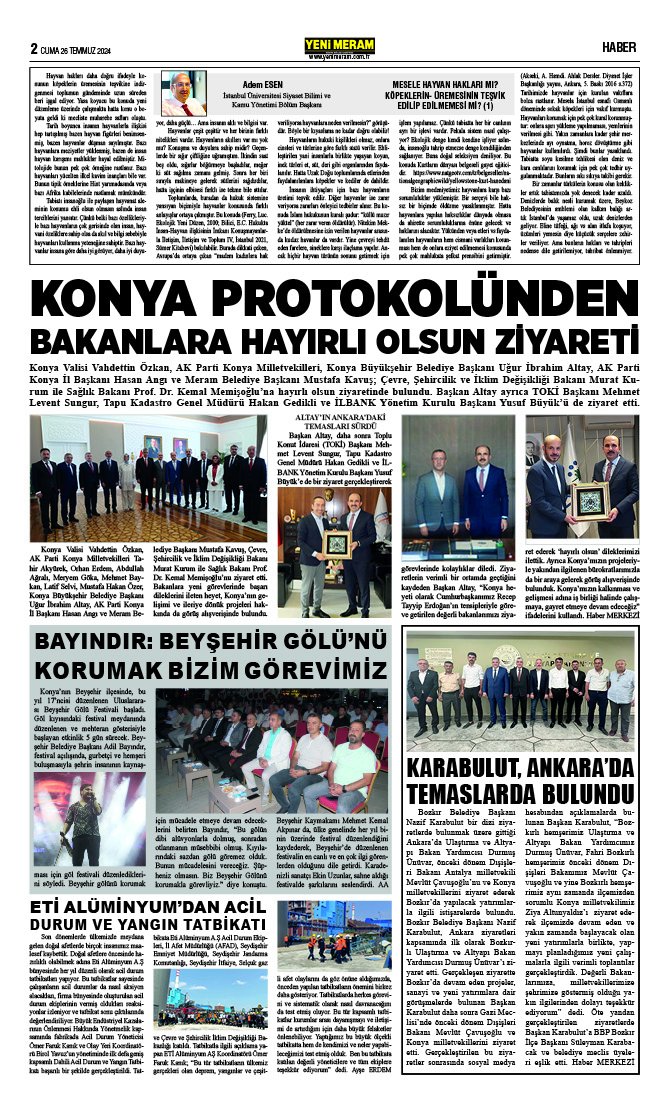 26 Temmuz 2024 Yeni Meram Gazetesi
