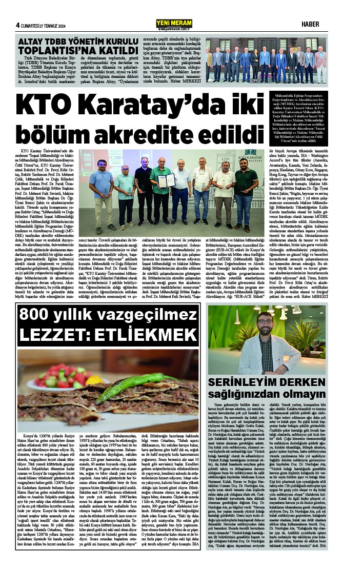 27 Temmuz 2024 Yeni Meram Gazetesi