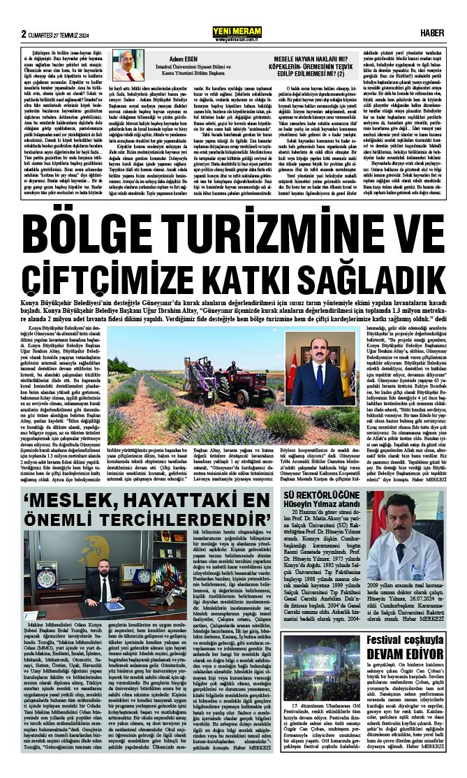 27 Temmuz 2024 Yeni Meram Gazetesi