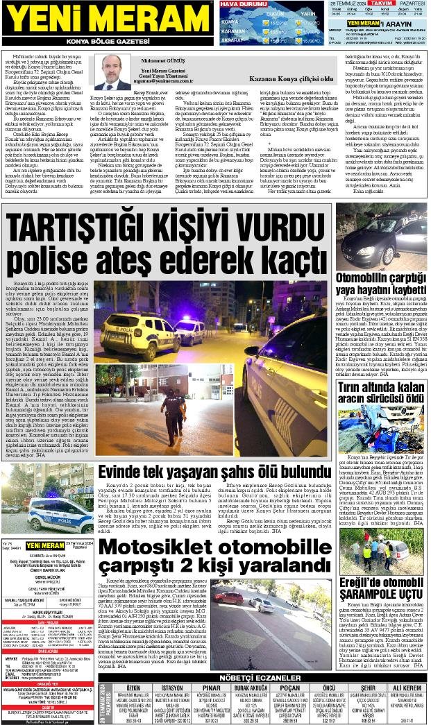 29 Temmuz 2024 Yeni Meram Gazetesi
