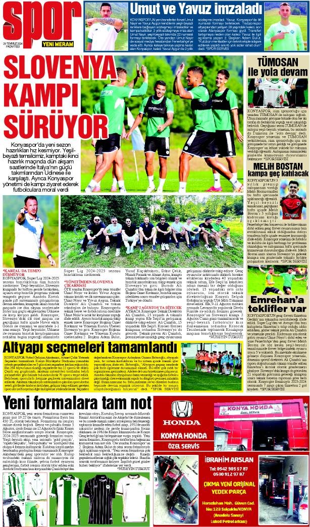 29 Temmuz 2024 Yeni Meram Gazetesi
