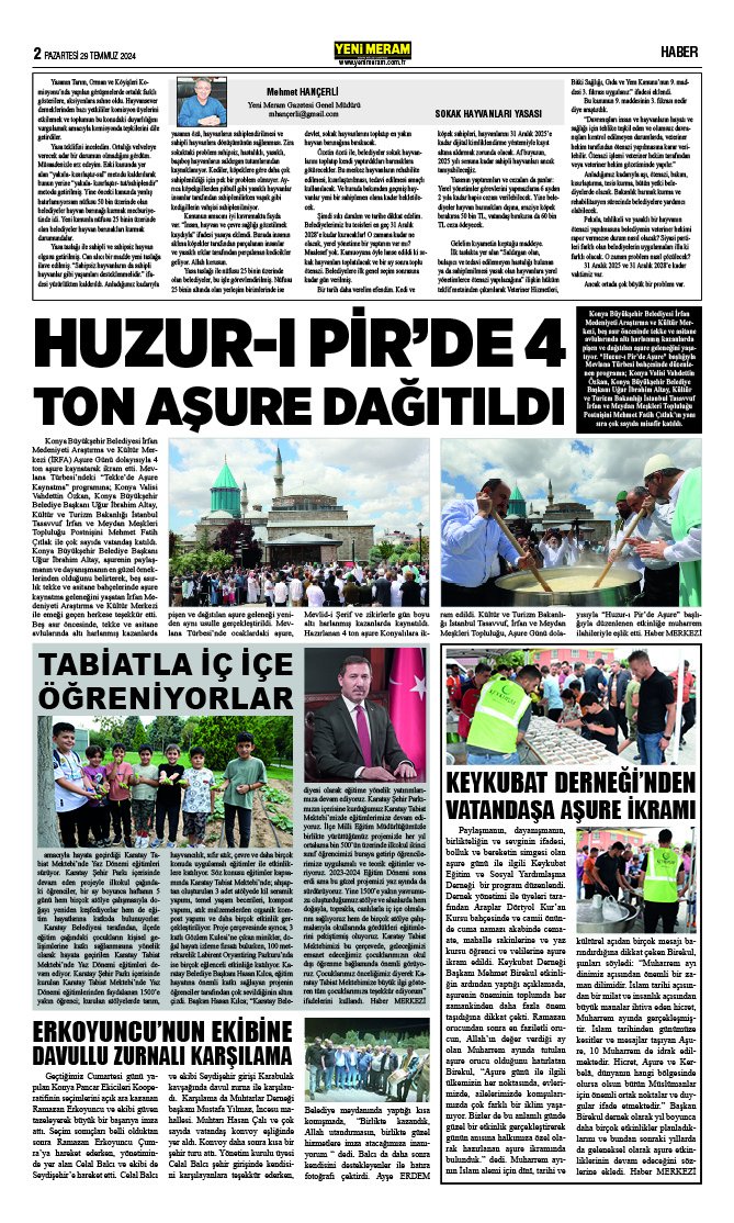 29 Temmuz 2024 Yeni Meram Gazetesi
