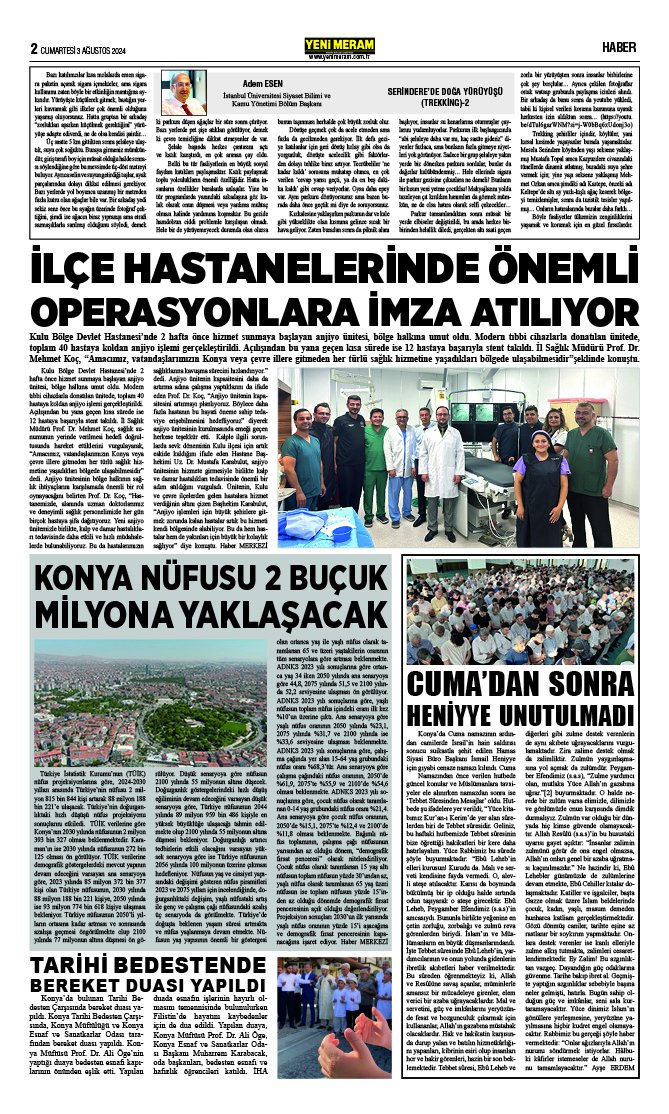 3 Ağustos 2024 Yeni Meram Gazetesi