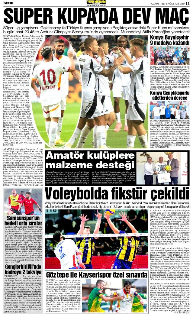 3 Ağustos 2024 Yeni Meram Gazetesi