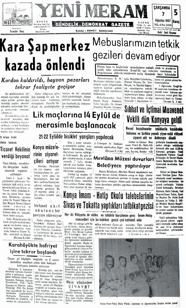 7 Ağustos 2024 Yeni Meram Gazetesi
