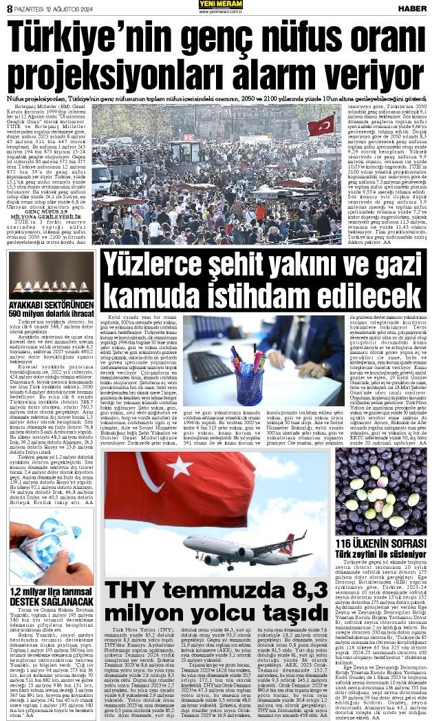 12 Ağustos 2024 Yeni Meram Gazetesi
