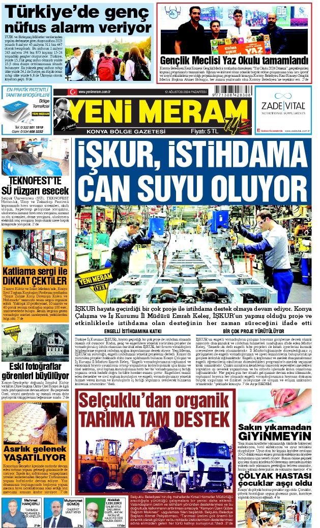 12 Ağustos 2024 Yeni Meram Gazetesi
