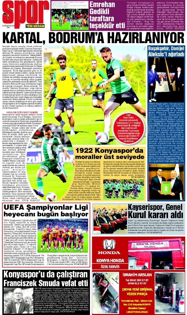 20 Ağustos 2024 Yeni Meram Gazetesi
