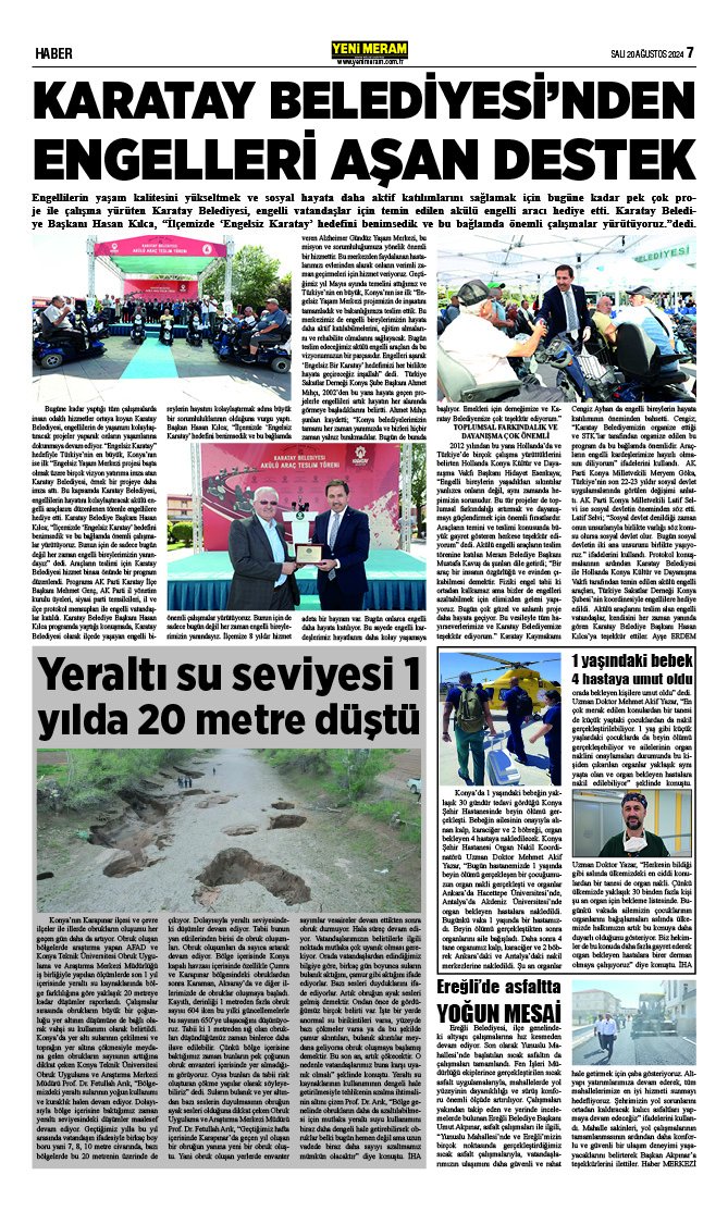 20 Ağustos 2024 Yeni Meram Gazetesi
