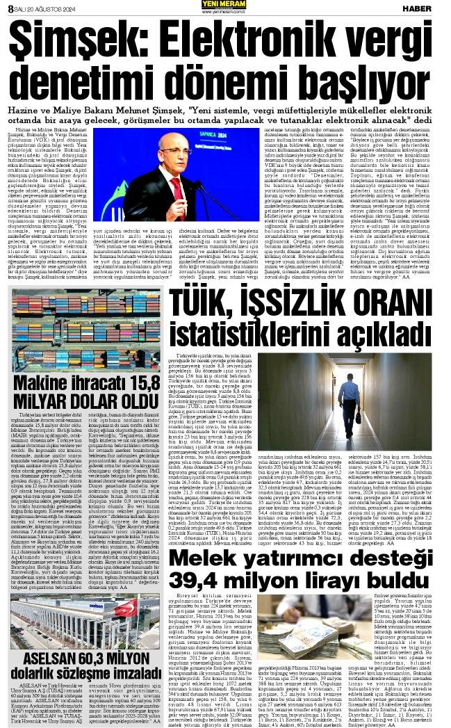 20 Ağustos 2024 Yeni Meram Gazetesi
