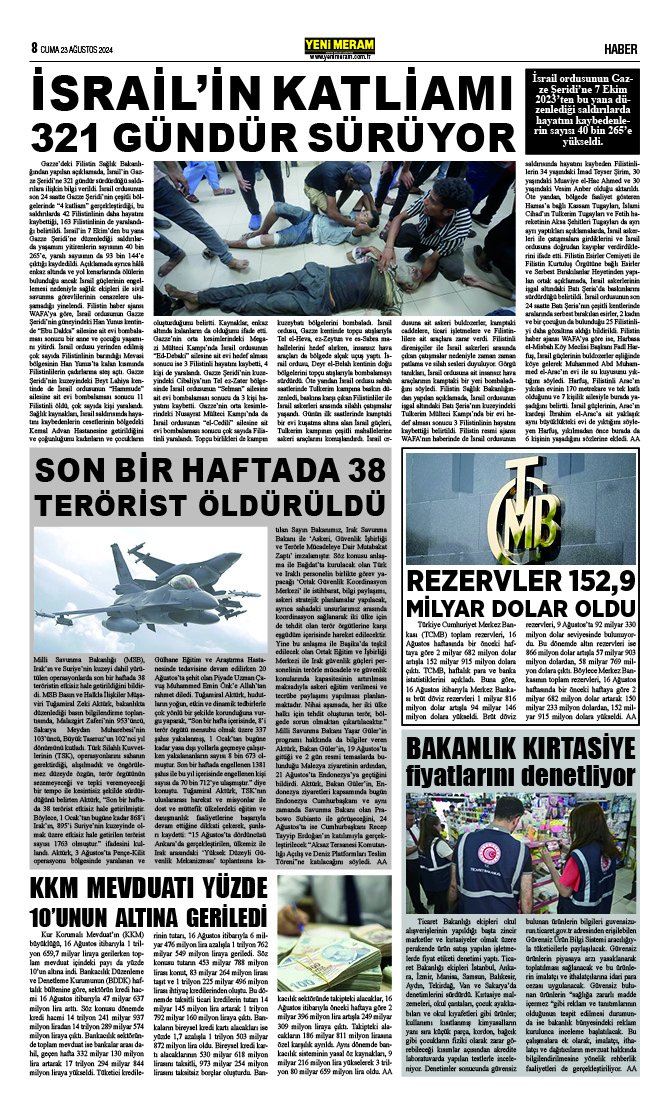 23 Ağustos 2024 Yeni Meram Gazetesi
