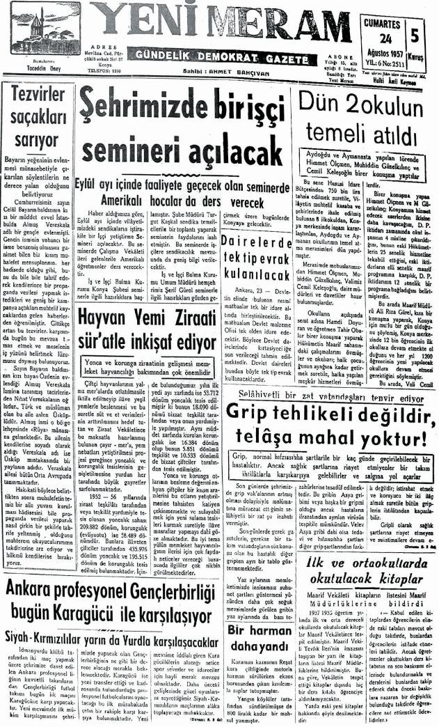 24 Ağustos 2024 Yeni Meram Gazetesi