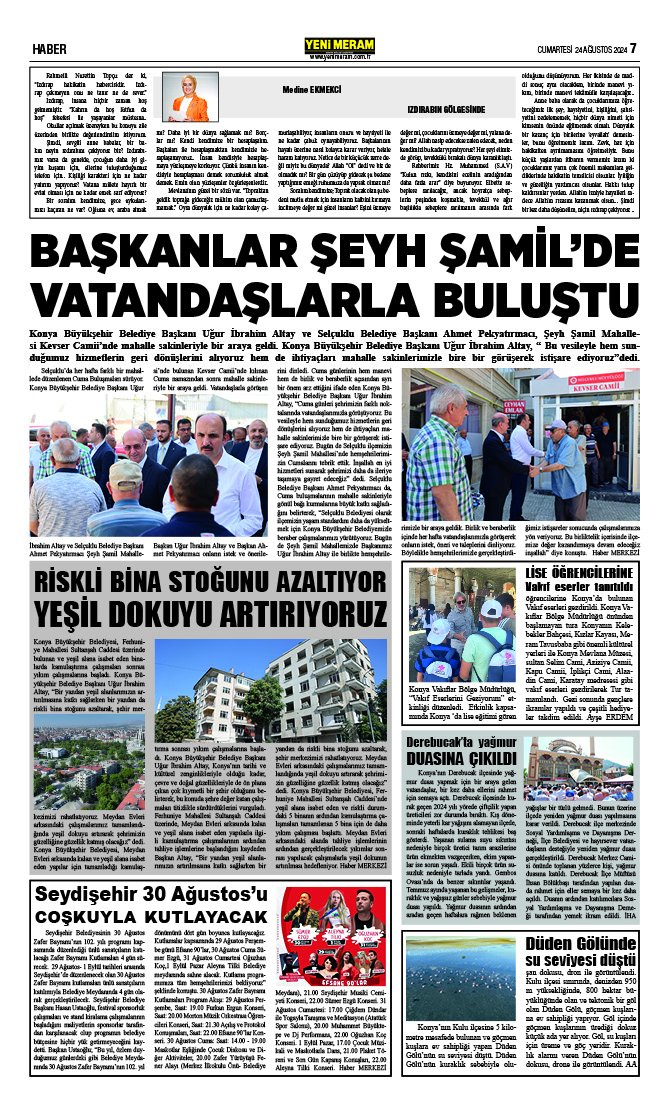 24 Ağustos 2024 Yeni Meram Gazetesi