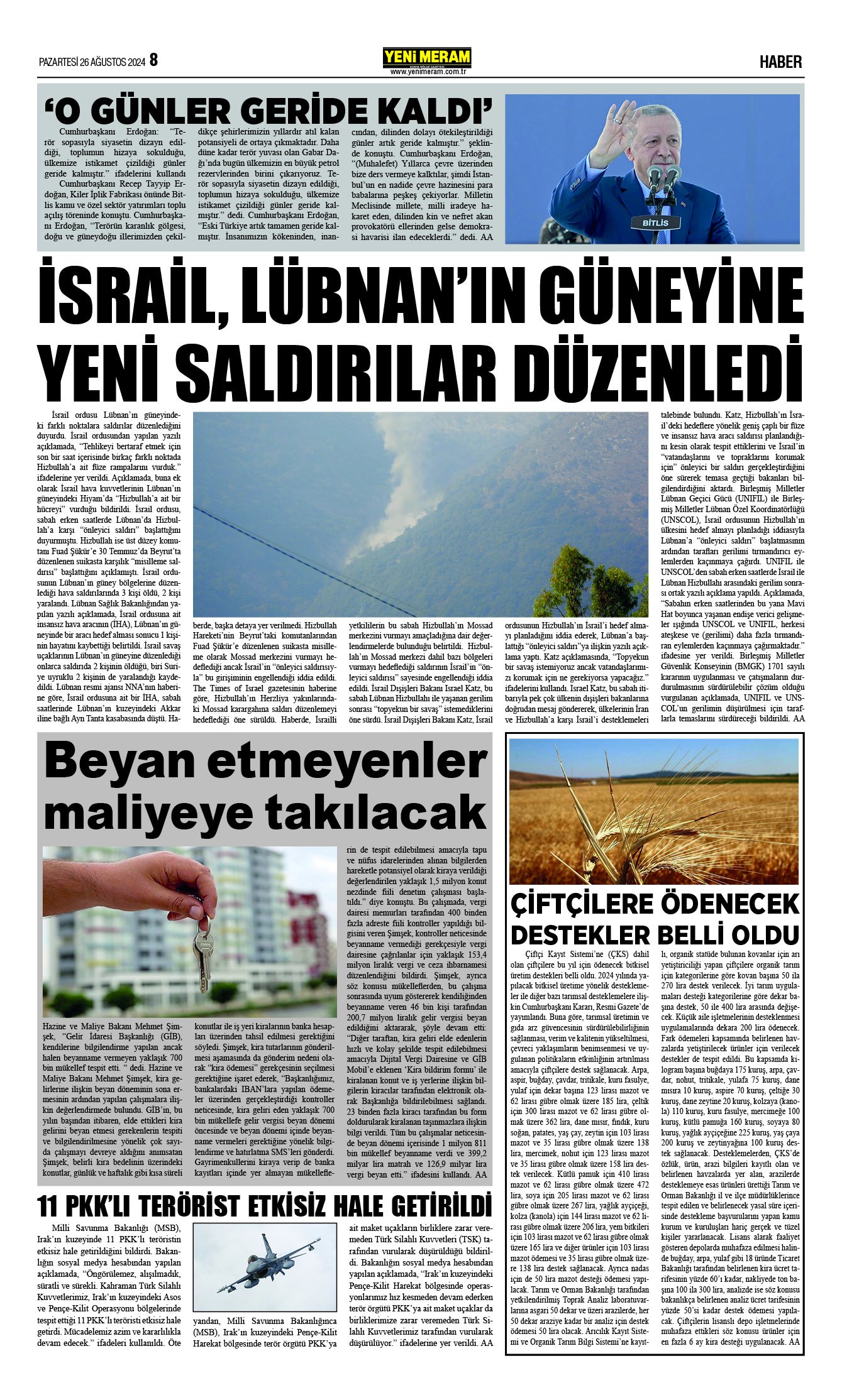 26 Ağustos 2024 Yeni Meram Gazetesi
