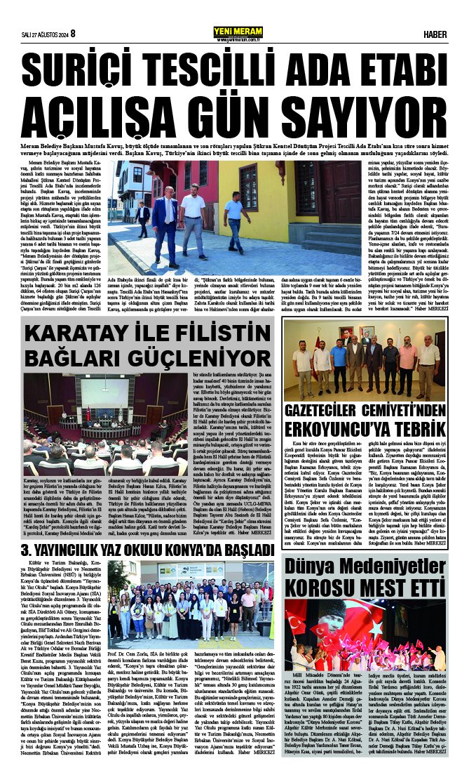 27 Ağustos 2024 Yeni Meram Gazetesi
