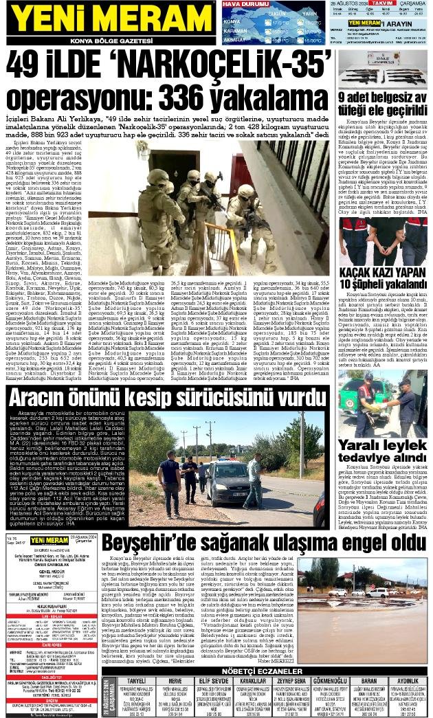 28 Ağustos 2024 Yeni Meram Gazetesi
