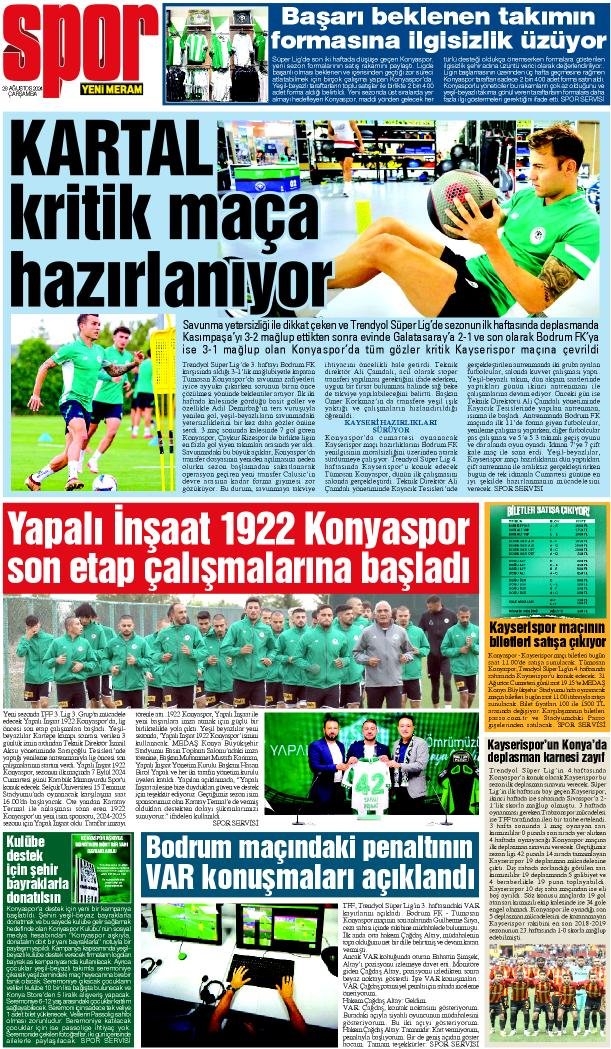 28 Ağustos 2024 Yeni Meram Gazetesi
