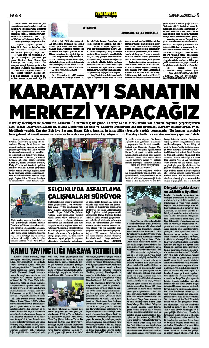 28 Ağustos 2024 Yeni Meram Gazetesi
