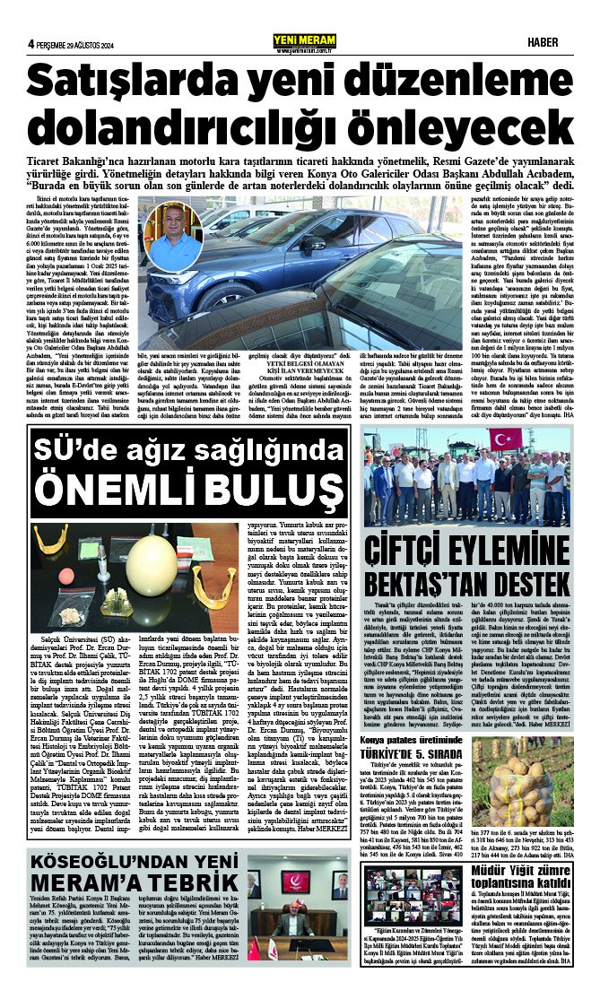 29 Ağustos 2024 Yeni Meram Gazetesi
