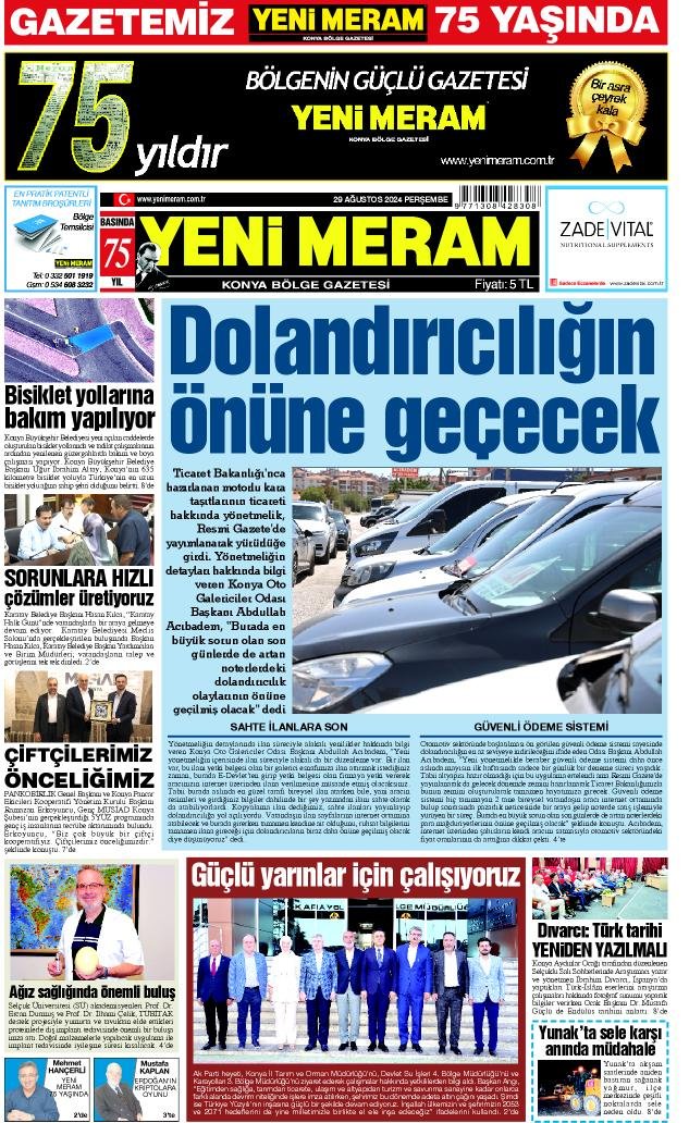 29 Ağustos 2024 Yeni Meram Gazetesi
