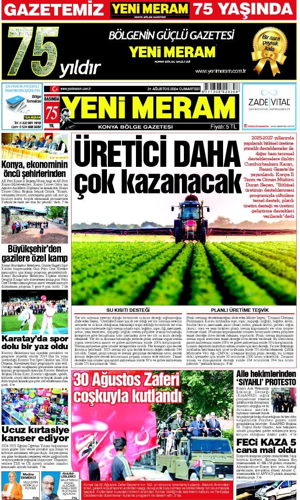 31 Ağustos 2024 Yeni Meram Gazetesi
