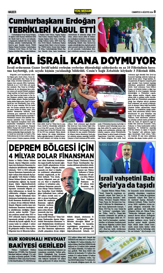 31 Ağustos 2024 Yeni Meram Gazetesi
