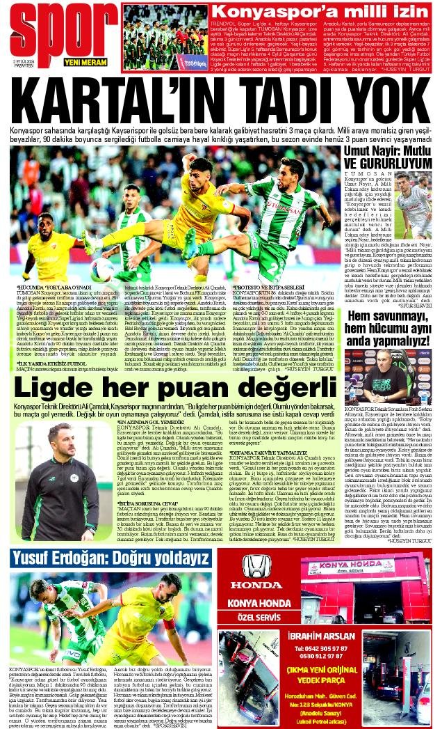 1 Eylül 2024 Yeni Meram Gazetesi
