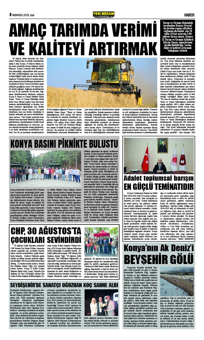 1 Eylül 2024 Yeni Meram Gazetesi
