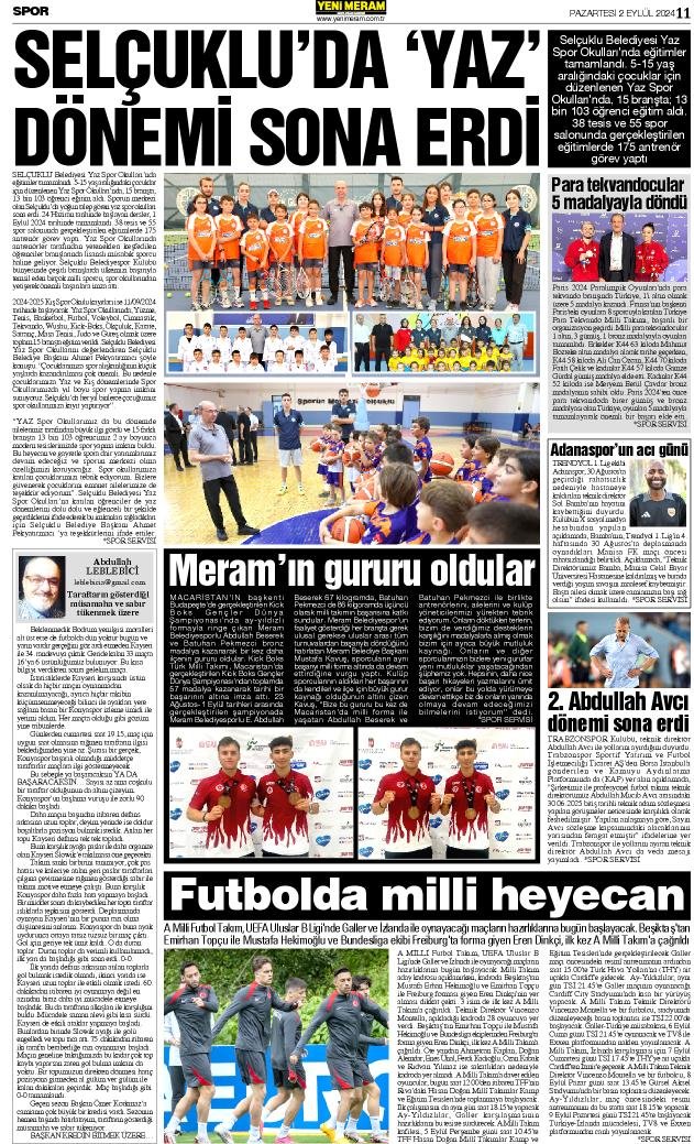 1 Eylül 2024 Yeni Meram Gazetesi
